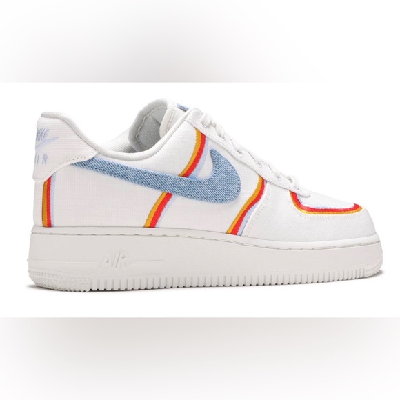 Nike Air Force 1 low top w embroidery and denim swoosh size 7 - Picture 2 of 15